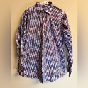 Peter Millar  Button Down Shirt Men's L Purple Blue Check Long Sleeve